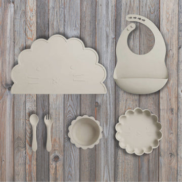 6 piece silicone baby feeding sets VARIOUS COLOURS